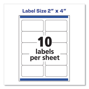 Avery® Shipping Labels W- Trueblock Technology, Inkjet Printers, 2 X 4, White, 10-sheet, 25 Sheets-pack freeshipping - TVN Wholesale